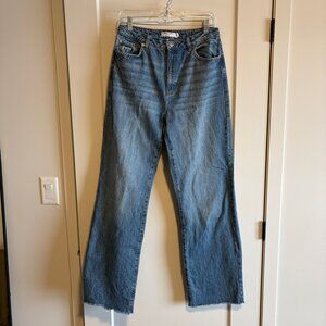 Garage Wide-Leg Washed Denim Jeans | Faded / Raw Hem | Tall Girls